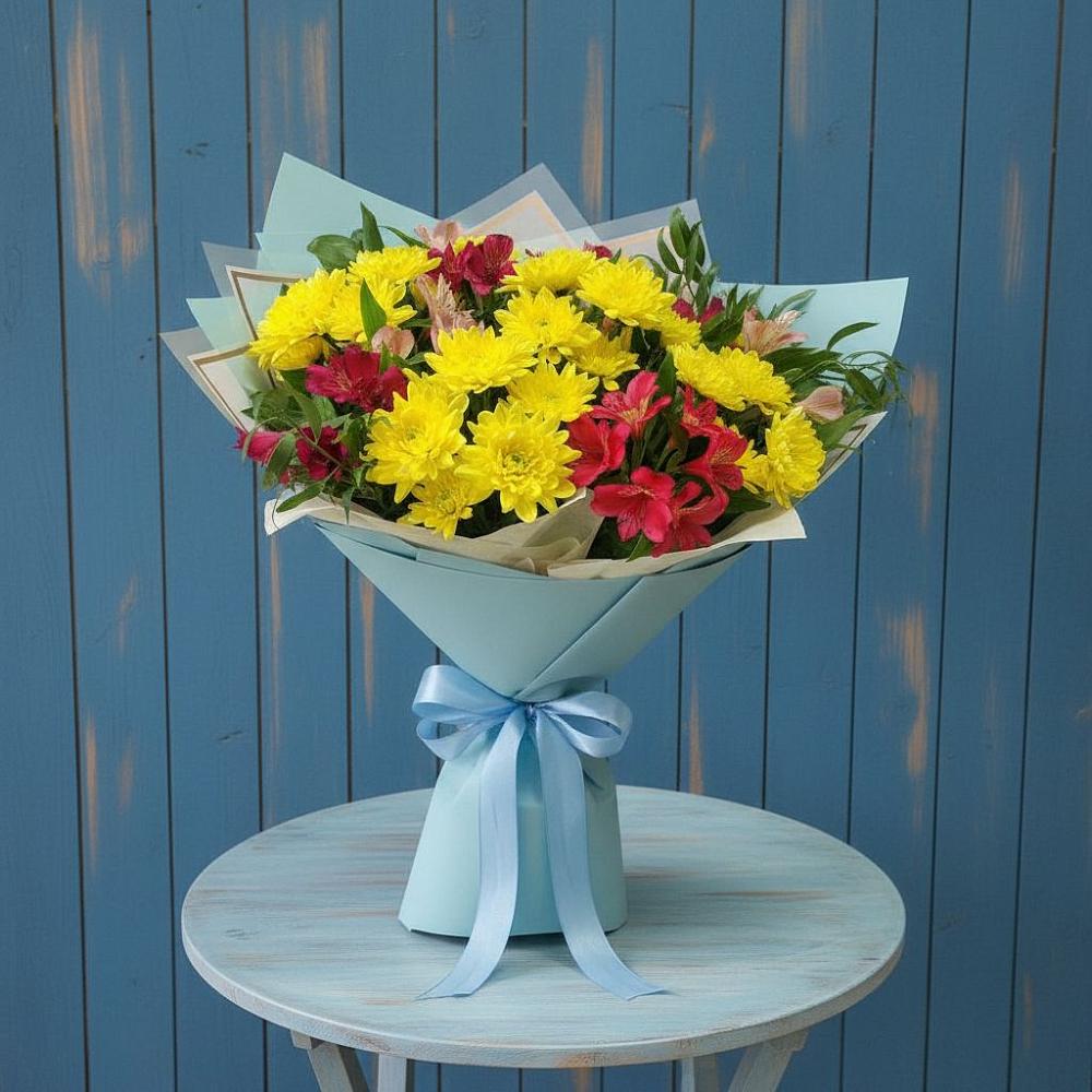 Букет цветов из: Альстромерии и Хризантемы в Сафоново