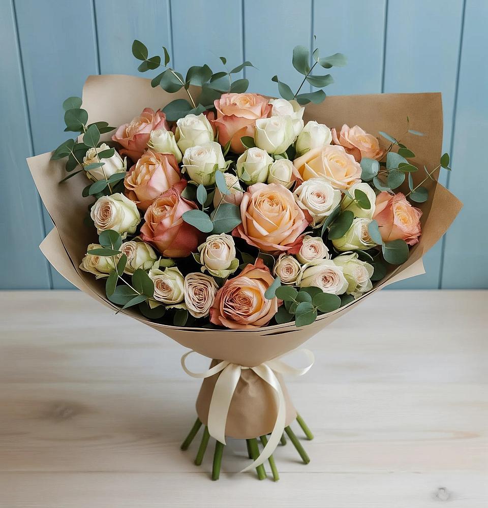 Букет цветов из: Альстромерии и Розы в Сафоново
