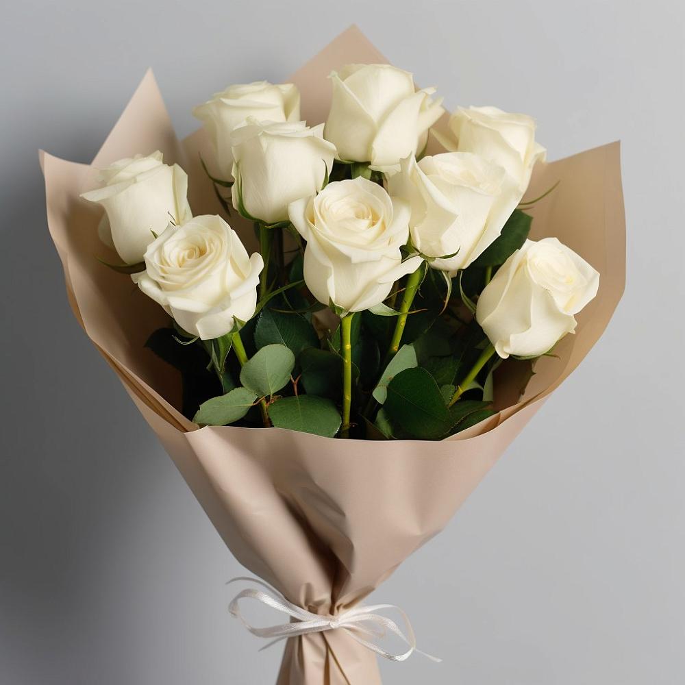 Букет 9 Белых роз Эдлесс Лав в Сафоново