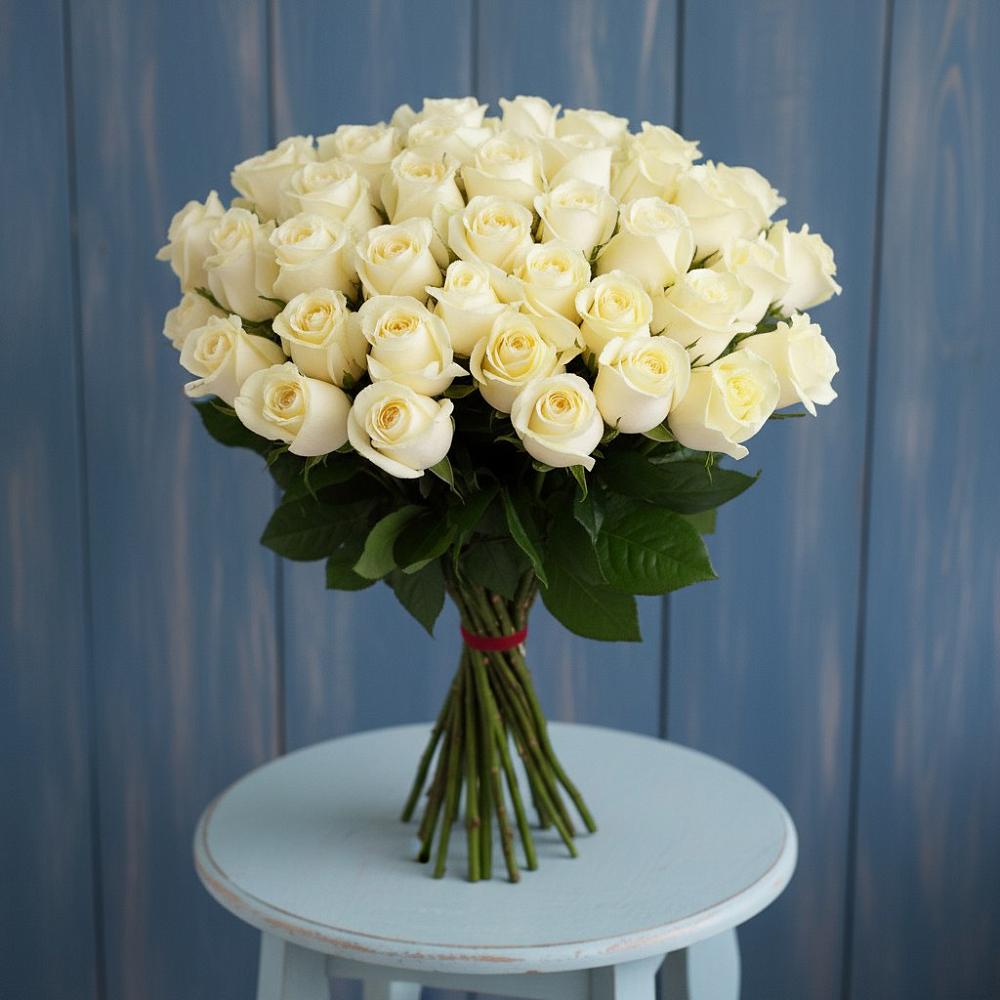 Букет 51 Белая роза Эдлесс Лав в Сафоново