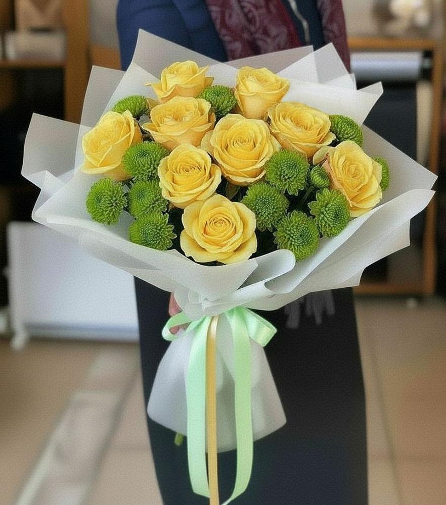 Букет цветов из: Хризантемы и Розы в Сафоново