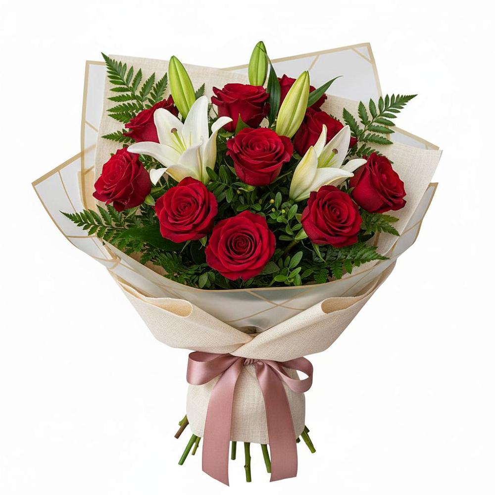 Букет цветов из: Лилии и Розы в Сафоново