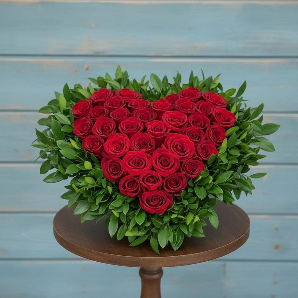 Цветочная композиция из Розы в виде сердца в Сафоново