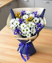 Букет цветов из:  Розы, Ирисы и Хризантемы в Сафоново