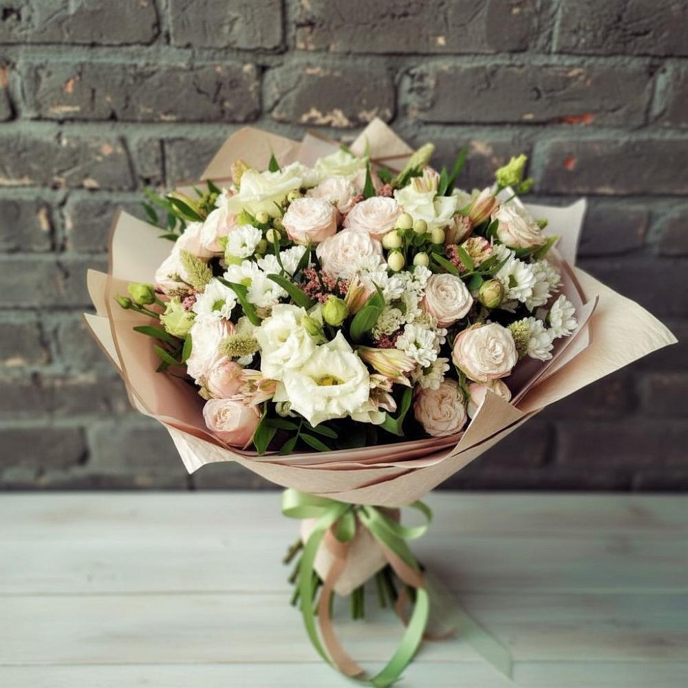Букет цветов из: Альстромерии, Розы и Хризантемы в Сафоново