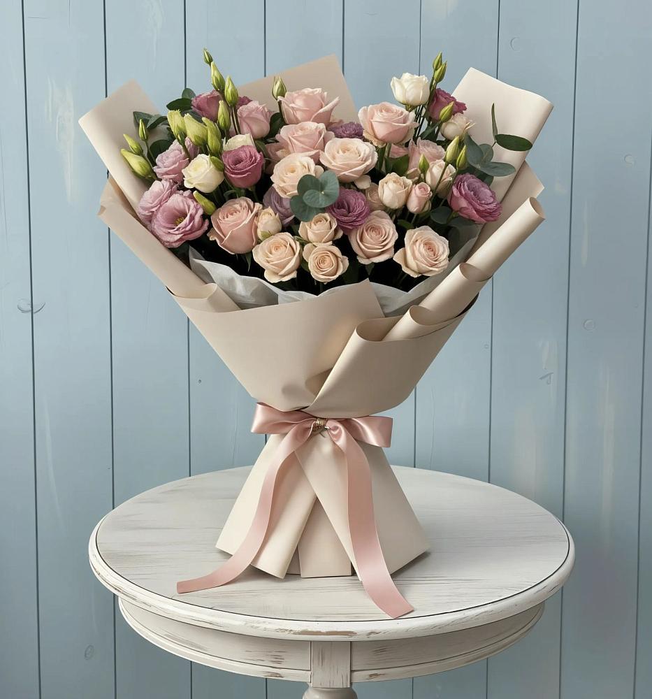 Букет цветов из: Розы и Лизиантусы в Сафоново