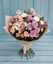 Букет цветов из:  Хризантемы, Розы и Альстромерии в Сафоново