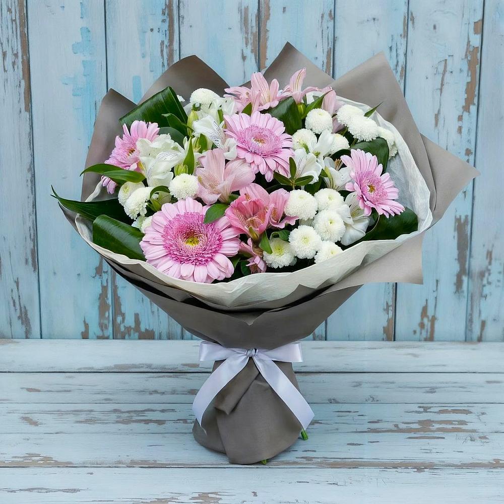 Букет цветов из: Герберы, Альстромерии и Хризантемы в Сафоново
