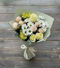 Букет цветов из:  Альстромерии, Розы и Хризантемы в Сафоново