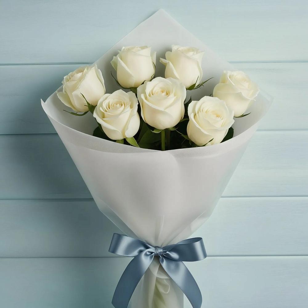 Букет 7 Белых роз Эдлесс Лав в Сафоново