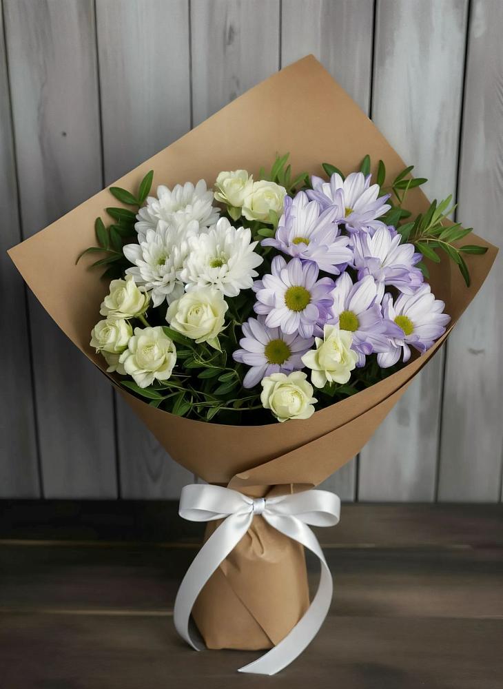 Букет цветов из: Хризантемы и Розы в Сафоново